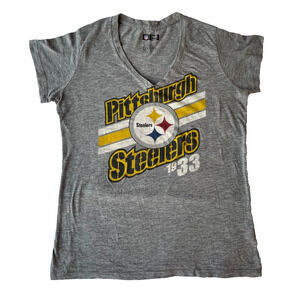NFL Team Apparel Women’s Pittsburgh Steelers 1933 Gray T-Shirt XL Flawed